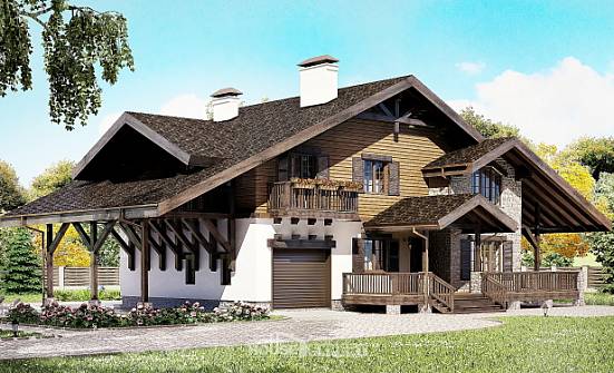 270-001-Л Проект двухэтажного дома мансардой и гаражом, современный домик из кирпича Алатырь | Проекты домов от House Expert