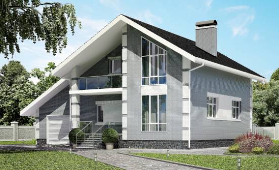 190-006-Л Проект двухэтажного дома с мансардным этажом, гараж, уютный дом из арболита Алатырь | Проекты домов от House Expert