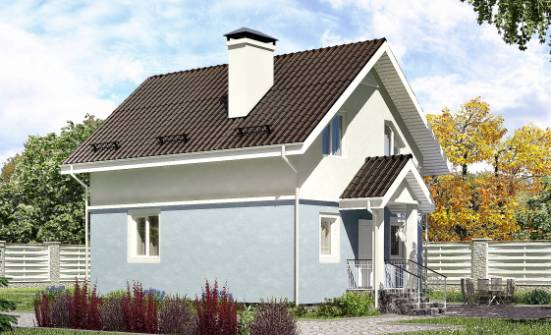 095-002-П Проект двухэтажного дома с мансардным этажом, классический загородный дом из блока Алатырь | Проекты домов от House Expert