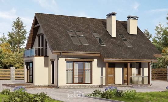 155-012-Л Проект двухэтажного дома с мансардным этажом, современный домик из бризолита Алатырь | Проекты домов от House Expert