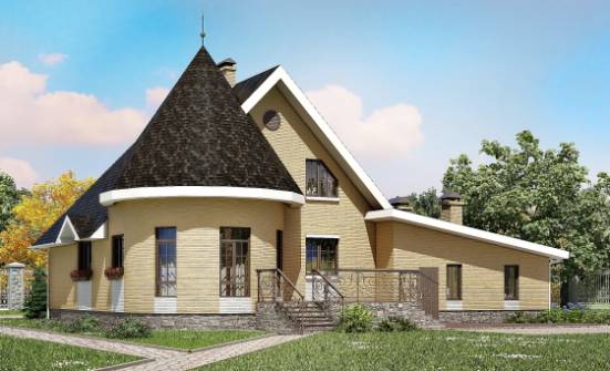 250-001-Л Проект двухэтажного дома с мансардным этажом и гаражом, уютный дом из твинблока Новочебоксарск | Проекты домов от House Expert