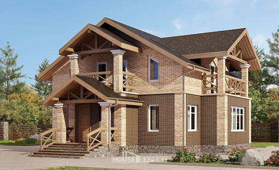 160-014-П Проект двухэтажного дома, красивый коттедж из бризолита Алатырь | Проекты домов от House Expert