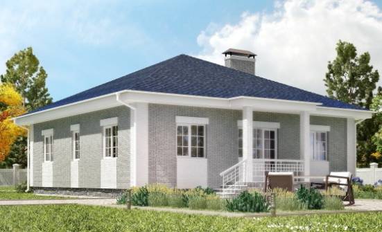130-002-П Проект одноэтажного дома, гараж, доступный коттедж из пеноблока Ядрин | Проекты домов от House Expert