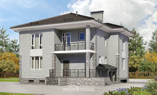 275-004-П Проект трехэтажного дома, гараж, классический домик из кирпича Алатырь | Проекты домов от House Expert