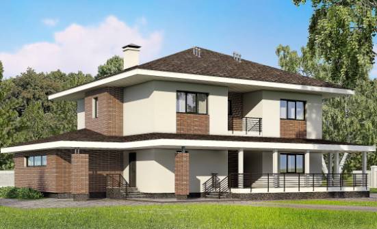 275-002-П Проект двухэтажного дома, гараж, классический домик из кирпича Чебоксары | Проекты домов от House Expert