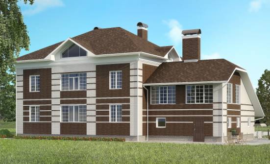 505-002-Л Проект трехэтажного дома и гаражом, большой загородный дом из кирпича Алатырь | Проекты домов от House Expert