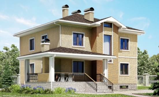 350-002-Л Проект трехэтажного дома, гараж, классический дом из кирпича Шумерля | Проекты домов от House Expert