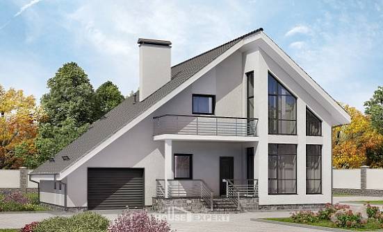 200-007-Л Проект двухэтажного дома с мансардой и гаражом, средний дом из газосиликатных блоков Новочебоксарск | Проекты домов от House Expert