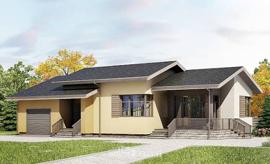 135-002-Л Проект одноэтажного дома, гараж, классический домик из арболита Новочебоксарск | Проекты домов от House Expert