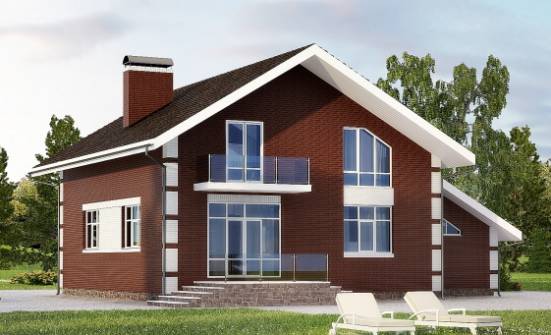 180-001-Л Проект двухэтажного дома с мансардным этажом и гаражом, классический коттедж из газобетона Новочебоксарск | Проекты домов от House Expert