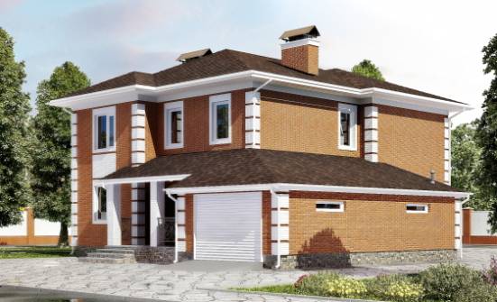 220-004-Л Проект двухэтажного дома и гаражом, современный коттедж из кирпича Шумерля | Проекты домов от House Expert