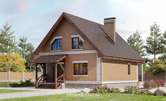 160-011-Л Проект двухэтажного дома мансардой, красивый коттедж из теплоблока Чебоксары | Проекты домов от House Expert
