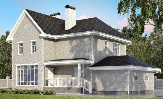 190-001-Л Проект двухэтажного дома и гаражом, уютный дом из кирпича Алатырь | Проекты домов от House Expert