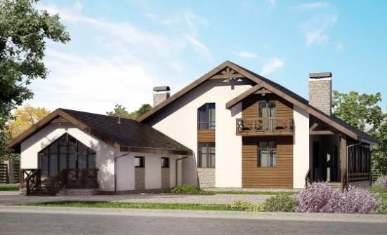 265-001-П Проект двухэтажного дома с мансардой и гаражом, просторный домик из твинблока Ядрин | Проекты домов от House Expert