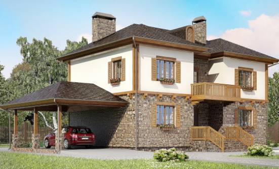 155-006-Л Проект двухэтажного дома, гараж, простой коттедж из блока Новочебоксарск | Проекты домов от House Expert