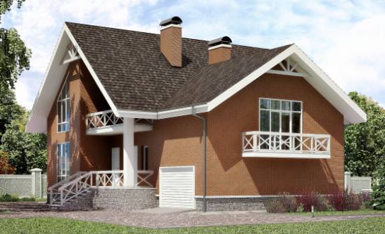 215-001-П Проект двухэтажного дома с мансардным этажом и гаражом, средний дом из блока Новочебоксарск | Проекты домов от House Expert