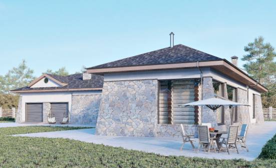 280-004-Л Проект одноэтажного дома и гаражом, классический коттедж из теплоблока Новочебоксарск | Проекты домов от House Expert