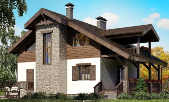 150-004-Л Проект двухэтажного дома мансардой, простой коттедж из газосиликатных блоков Канаш | Проекты домов от House Expert