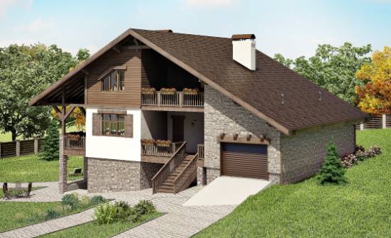 300-003-П Проект трехэтажного дома мансардный этаж, гараж, уютный домик из кирпича Шумерля | Проекты домов от House Expert