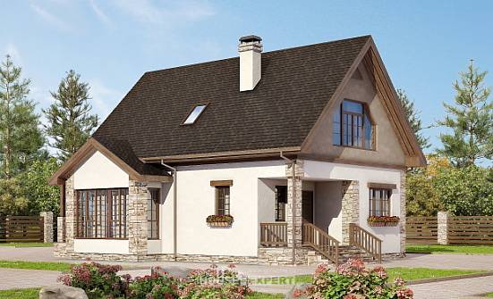 140-002-Л Проект двухэтажного дома с мансардным этажом, бюджетный дом из бризолита Новочебоксарск | Проекты домов от House Expert