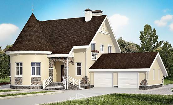 275-001-Л Проект двухэтажного дома с мансардным этажом и гаражом, красивый домик из кирпича Новочебоксарск | Проекты домов от House Expert