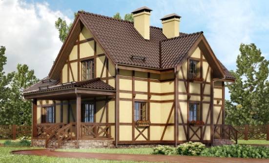 160-003-П Проект двухэтажного дома мансардой, недорогой домик из блока Новочебоксарск | Проекты домов от House Expert