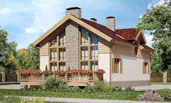 165-002-П Проект двухэтажного дома мансардой, гараж, бюджетный домик из теплоблока Шумерля | Проекты домов от House Expert