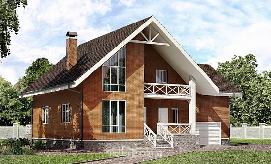 215-001-П Проект двухэтажного дома с мансардным этажом и гаражом, средний дом из блока Новочебоксарск | Проекты домов от House Expert