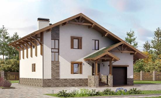 190-007-П Проект двухэтажного дома с мансардой и гаражом, уютный домик из кирпича Ядрин | Проекты домов от House Expert