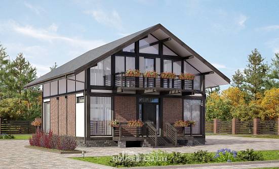 170-007-П Проект двухэтажного дома мансардой, компактный дом из дерева Новочебоксарск | Проекты домов от House Expert