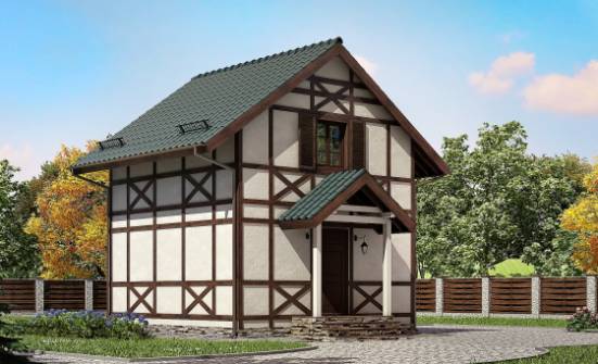 060-002-П Проект двухэтажного дома мансардный этаж, маленький домик из бревен Шумерля | Проекты домов от House Expert