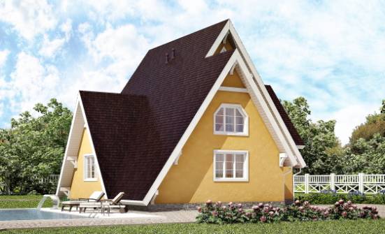 155-008-П Проект двухэтажного дома с мансардой, классический домик из бревен Шумерля | Проекты домов от House Expert
