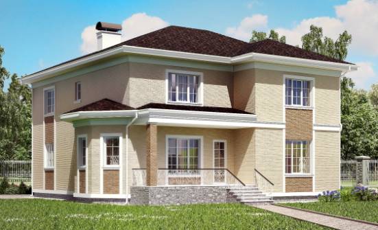 335-001-Л Проект двухэтажного дома и гаражом, красивый загородный дом из кирпича Алатырь | Проекты домов от House Expert