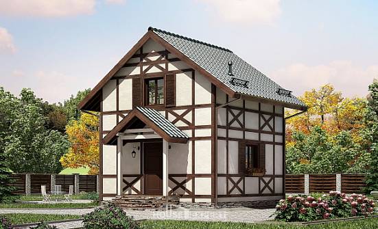 060-002-П Проект двухэтажного дома мансардный этаж, маленький домик из бревен Шумерля | Проекты домов от House Expert