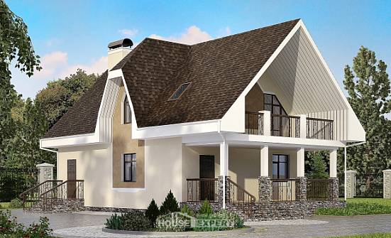 125-001-Л Проект двухэтажного дома мансардой, красивый загородный дом из бризолита Чебоксары | Проекты домов от House Expert
