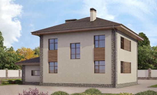 185-004-П Проект двухэтажного дома и гаражом, просторный домик из газосиликатных блоков Новочебоксарск | Проекты домов от House Expert