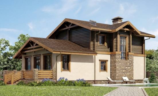 170-004-П Проект двухэтажного дома мансардой, гараж, современный дом из теплоблока из дерева Ядрин | Проекты домов от House Expert