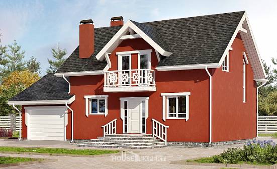 180-013-Л Проект двухэтажного дома мансардой и гаражом, доступный дом из бризолита Алатырь | Проекты домов от House Expert