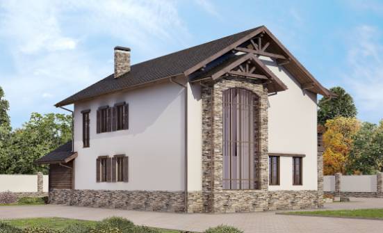 200-005-П Проект двухэтажного дома и гаражом, классический коттедж из теплоблока Шумерля | Проекты домов от House Expert