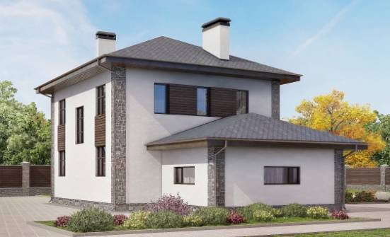 185-004-Л Проект двухэтажного дома и гаражом, красивый дом из бризолита Шумерля | Проекты домов от House Expert