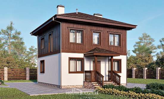 100-006-Л Проект двухэтажного дома, скромный домик из газосиликатных блоков Чебоксары | Проекты домов от House Expert