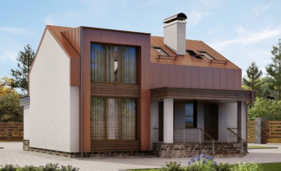 120-004-Л Проект двухэтажного дома мансардный этаж, красивый дом из арболита Новочебоксарск | Проекты домов от House Expert