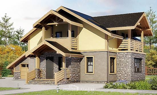 180-011-П Проект двухэтажного дома с мансардой, гараж, экономичный коттедж из пеноблока Чебоксары | Проекты домов от House Expert