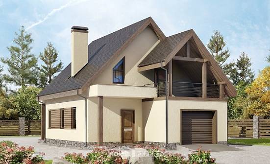 120-005-Л Проект двухэтажного дома мансардой, гараж, небольшой загородный дом из арболита Ядрин | Проекты домов от House Expert