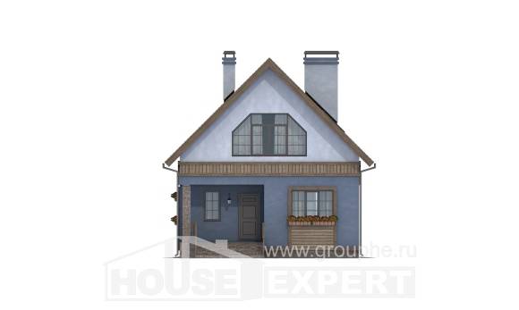 130-003-Л Проект двухэтажного дома мансардный этаж, небольшой домик из арболита Чебоксары, House Expert