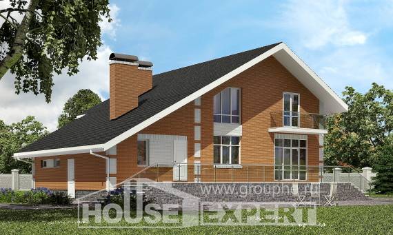 190-006-П Проект двухэтажного дома с мансардой и гаражом, уютный дом из керамзитобетонных блоков Ядрин, House Expert