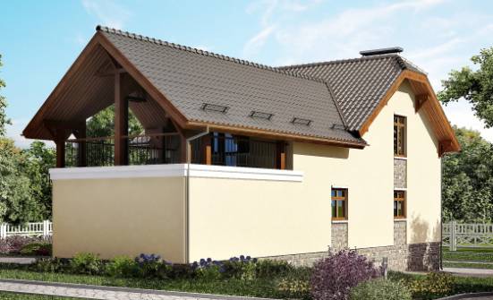 255-003-П Проект трехэтажного дома мансардой и гаражом, уютный загородный дом из пеноблока Шумерля | Проекты домов от House Expert