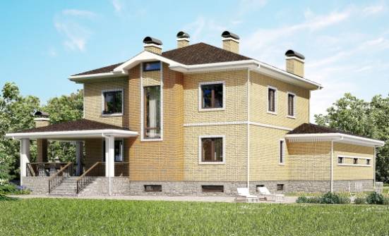 350-002-Л Проект трехэтажного дома и гаражом, просторный дом из кирпича Канаш | Проекты домов от House Expert