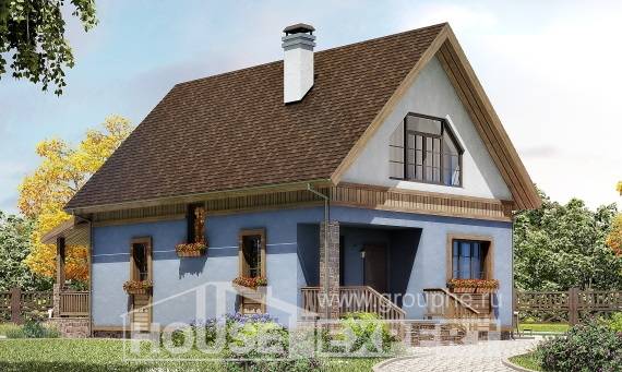 130-003-Л Проект двухэтажного дома с мансардой, классический загородный дом из блока Новочебоксарск, House Expert