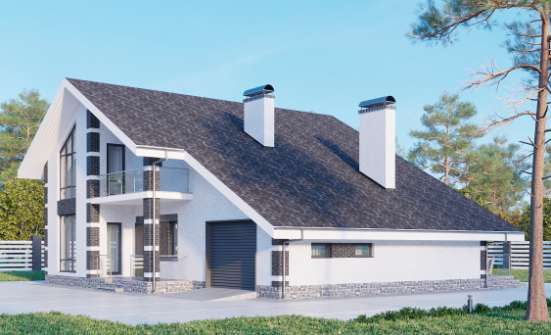 190-008-П Проект двухэтажного дома мансардой, гараж, простой домик из пеноблока Канаш | Проекты домов от House Expert